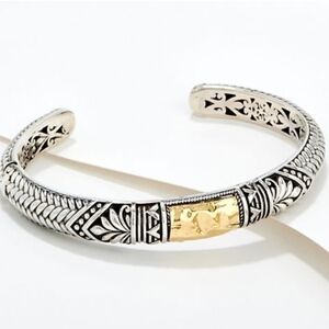 JAI Artisan Crafter Sterling Silver & 18K Gold Hinged Bangle